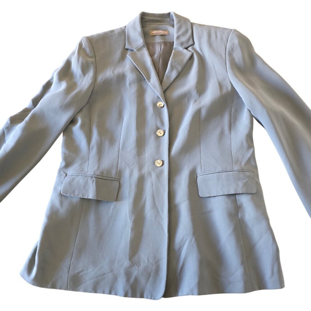 Valerie Stevens 100% Silk Blazer Gray Tailored Suit Jacket Women’s Size 14 - Picture 4 of 16